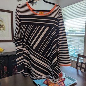 Black / White Stripe Knit Top - 3X Ruby Road